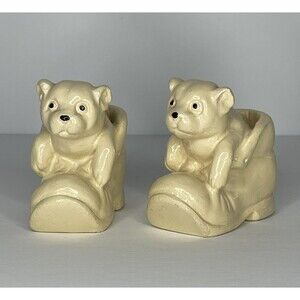 Vintage Chalk Ware Puppies in Boots Salt & Pepper Shaker Set